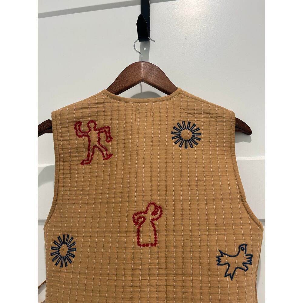NWOT ZARA Quilted Wrap Vest Kimono Style Embroidered Size S Folk Art Boho - Picture 8 of 10